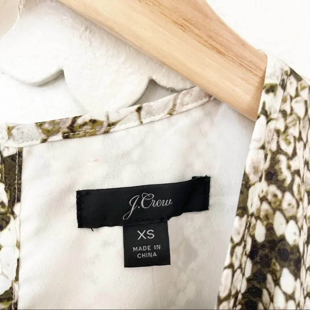 J.Crew Glendale Cinched-Waist Dress Snakeskin Print Size X-Small